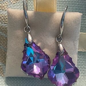 Sterling silver Australian crystal leaver back earrings